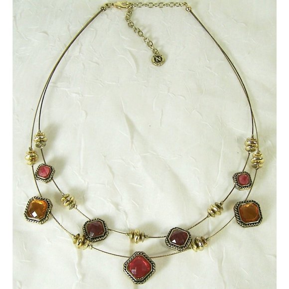 Napier Layered Tiered Beaded Choker Necklace Gold Tone Accents - Picture 1 of 4